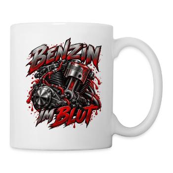 Mottorad - Benzin im Blut Motorradfahren Biker/in - Tasse - Weiß - Rechts