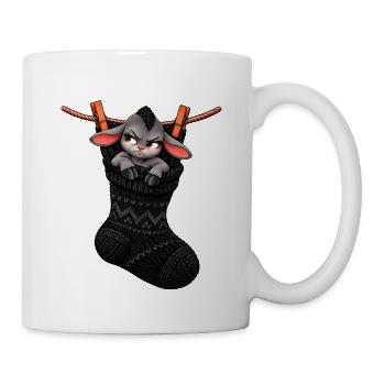 Schwarzes Schaf in einer gestrickten Socke – Strickhumor - Tasse - Weiß - Rechts