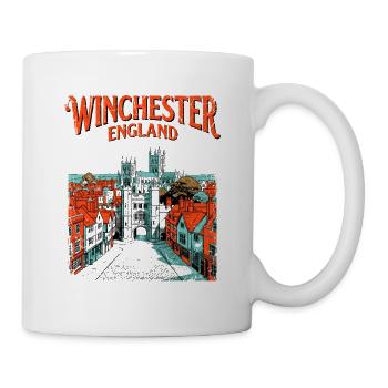 Retro Winchester England Historic Cityscape - Tasse - Weiß - Rechts