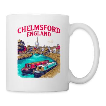 Vintage Chelmsford England Cityscape Travel Poster - Tasse - Weiß - Rechts