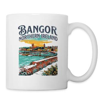 Bangor Northern Ireland Coastal City Skyline - Tasse - Weiß - Rechts