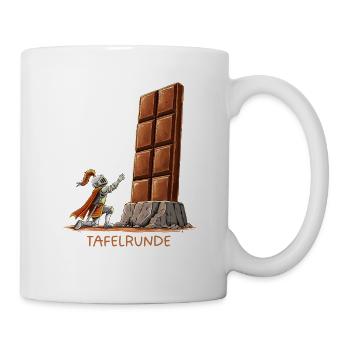 Tafelrunde Schokolade Mittelalter Wortspiel Ritter - Tasse - Weiß - Rechts