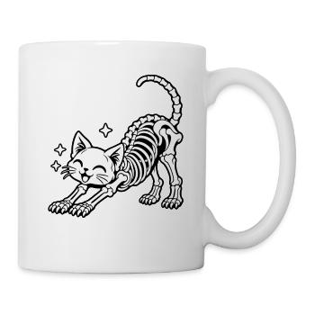 Fröhliche Skelettkatze Stretch - Tasse - Weiß - Rechts