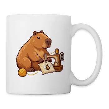 Capybara Pixel Art Designerin – Näherin - Tasse - Weiß - Rechts