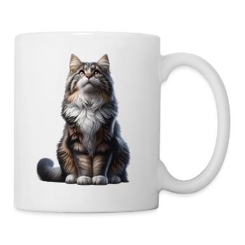 Norwegische Waldkatze Norwegian Forest - Tasse - Weiß - Rechts