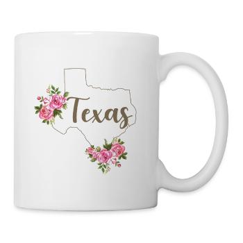 Texas Karte Blumen Floral Western Cowgirl Texas - Tasse - Weiß - Rechts