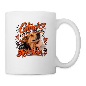 Glück durch Streicheln – Hundeliebe - Tasse - Weiß - Rechts