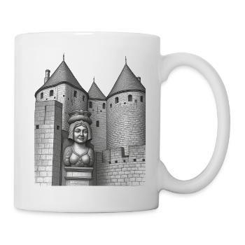 Festungs- und Büstenkönigin mittelalterliche Stadt - Tasse - Weiß - Rechts