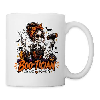 Boo-Tician Halloween-Friseurin Skelettfriseur - Tasse - Weiß - Rechts