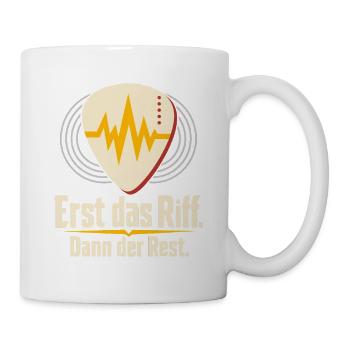 Rockfan Metalfan Gitarrenriff Riff zuerst - Tasse - Weiß - Rechts