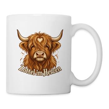 Hochlandrind Fan Highland Cattle Zottel - Tasse - Weiß - Rechts
