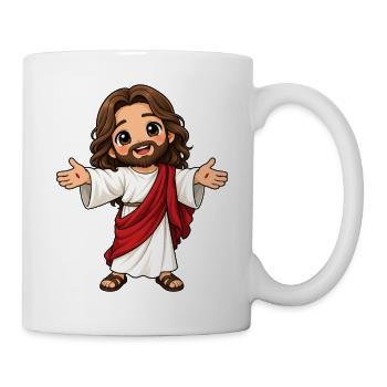 Jesus Kawaii Style – Süßes Glaubensmotiv - Tasse - Weiß - Rechts