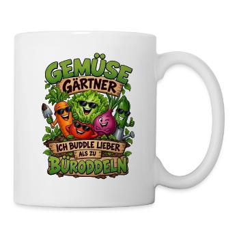 Gemüse Gärtner Ich buddle lieber als zu büroddeln - Tasse - Weiß - Rechts