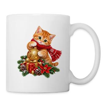 Katze Winterkuss - Tasse - Weiß - Rechts