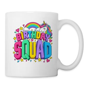 Geburtstagsgruppe Einhorn Regenbogen Süßer Kawaii - Tasse - Weiß - Rechts