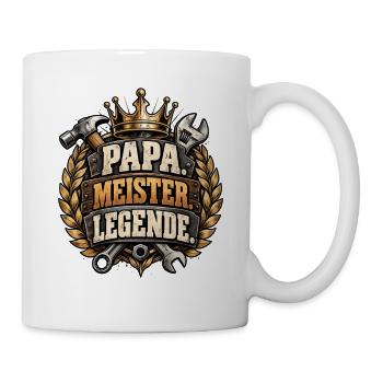 Vatertag Papa Meister Legende Retro Motiv  - Tasse - Weiß - Rechts