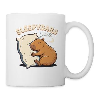 Sleepybara Capybara Umarmt Kissen Schlafmütze - Tasse - Weiß - Rechts