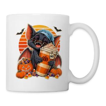 Halloween Fledermaus-Arzt mit Kaffee für müde - Tasse - Weiß - Rechts