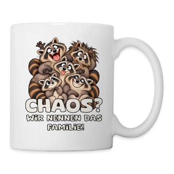 Chaotische Waschbärenfamilie - Tasse - Weiß - Rechts