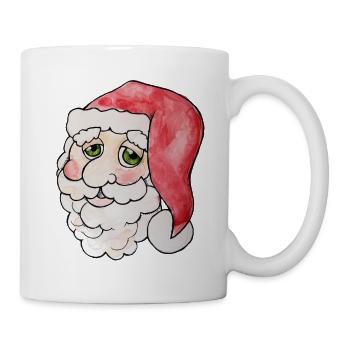 Verspieltes Aquarell-Weihnachtsmannporträt - Tasse - Weiß - Rechts