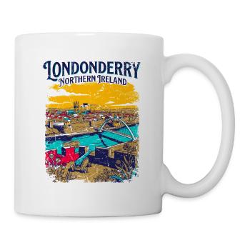 Vintage Londonderry Northern Ireland Cityscape - Tasse - Weiß - Rechts