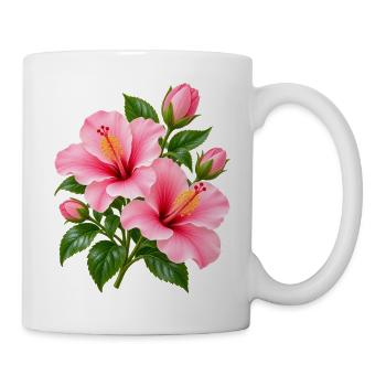Rosa Hibiskusblüte - Tasse - Weiß - Rechts