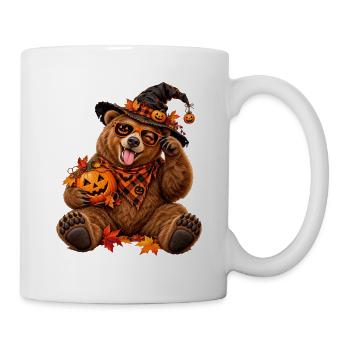 Herbst-Halloween-Bär mit Kürbissen - Tasse - Weiß - Rechts