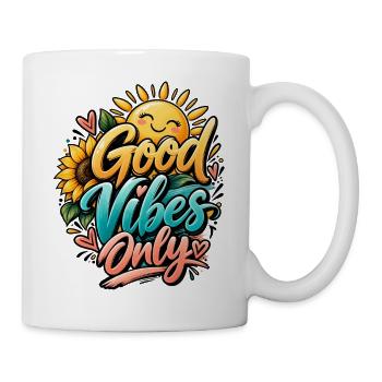 Good Vibes Only Positive Vibes Sonnenblume & Sonne - Tasse - Weiß - Rechts