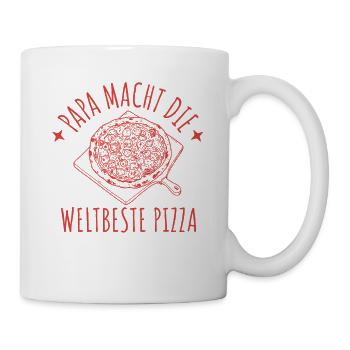 Papa macht die weltbeste Pizza Retro Pizzabäcker - Tasse - Weiß - Rechts