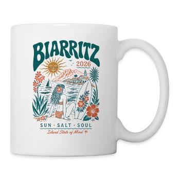 Biarritz 2026 Surf Insel Vibes - Tasse - Weiß - Rechts