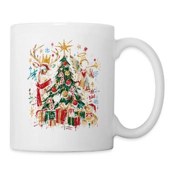 Weihnachtsbaum mit Engeln und Rentieren - Tasse - Weiß - Rechts