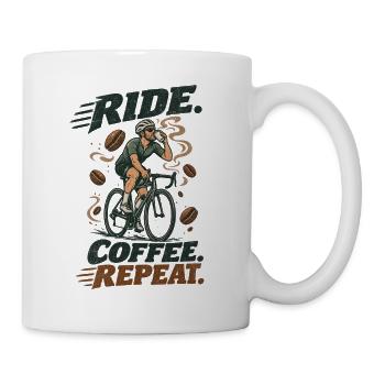 Ride Coffee Repeat Fahrrad Kaffee - Tasse - Weiß - Rechts