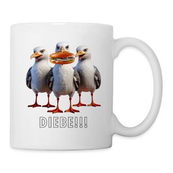 Möven Fischbrötchen Diebe - Tasse - Weiß - Rechts