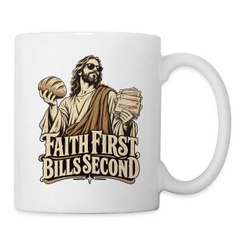 Lustiger Vater Christian Dad First Bills Second - Tasse - Weiß - Rechts