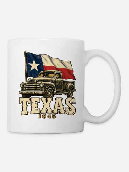 Texas Retro-Truck Flagge 1845 - Tasse - Weiß