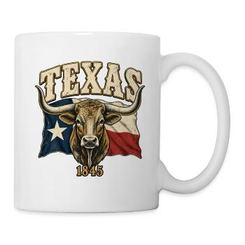 Texas Longhorn Flag Emblem 1845 - Tasse - Weiß - Rechts