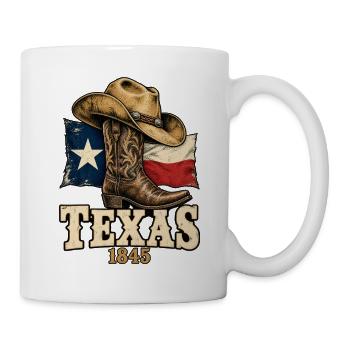 Texas 1845 - Cowboy Boot Flagge - Tasse - Weiß - Rechts