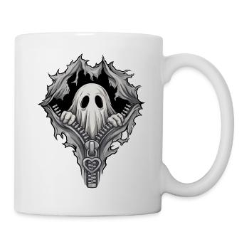 Halloween-Geister-Boo-Reißverschluss-Gruselsaison - Tasse - Weiß - Rechts