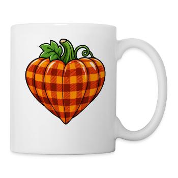 Kürbisherz im Karomuster - Tasse - Weiß - Rechts