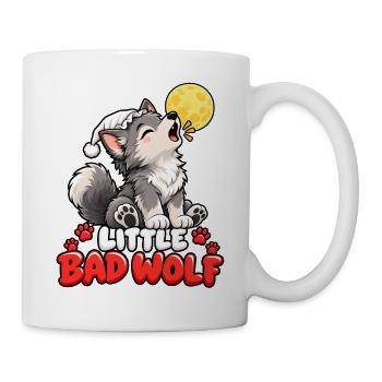 Mondschein Wolf mit Wintermütze - Tasse - Weiß - Rechts