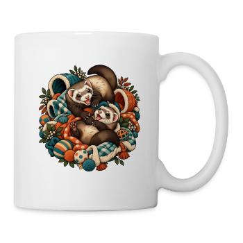 Herbstliche Otterfreunde Kuschelduo - Tasse - Weiß - Rechts