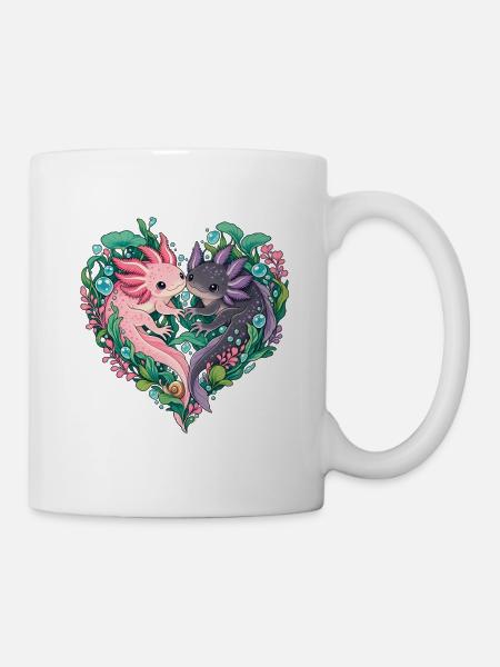 Kuschelfische im Herzgarten - Tasse - Weiß
