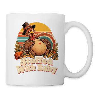 Thanksgiving Stuffed With Baby Truthahn Retro - Tasse - Weiß - Rechts