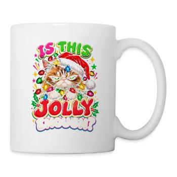 Grimmiger Weihnachtskater mit Lichtern - Tasse - Weiß - Rechts