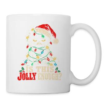 Jolly Cat mit Lichterkette - Tasse - Weiß - Rechts