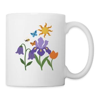 Blumen botanisch Blumenmotiv Illustration Pflanze - Tasse - Weiß - Rechts