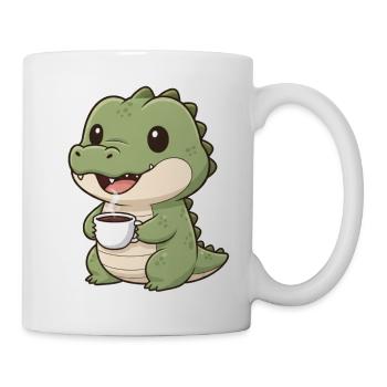 Krokodil mit Kaffee - Tasse - Weiß - Rechts