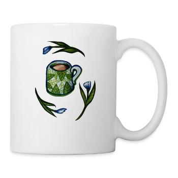 Blattbecher mit Blattmuster - Tasse - Weiß - Rechts