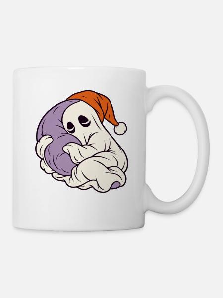 Schlafender Geist mit Weihnachtsmütze - Tasse - Weiß