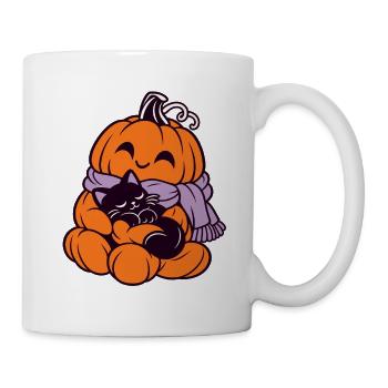 Kuschelpumpkin Katze im Herbst - Tasse - Weiß - Rechts